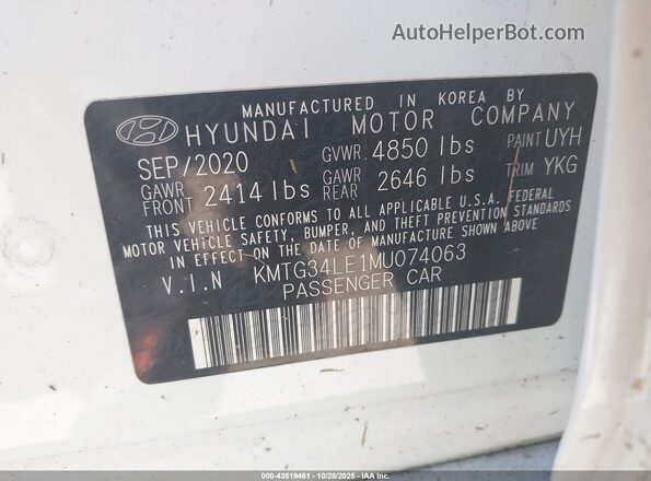 KMTG34LE1MU074063 2021 GENESIS G70 White Engine compartment view