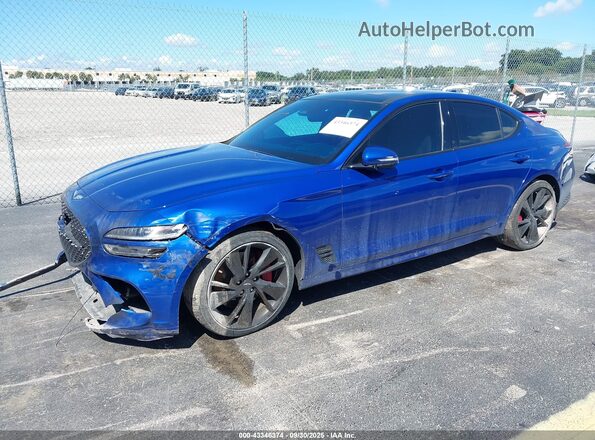 KMTG54TE2NU103291 2022 GENESIS G70 Синий Передняя левая четверть