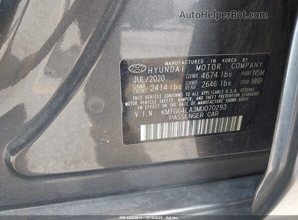 KMTG64LA3MU070293 2021 GENESIS G70 Gray Widok komory silnika