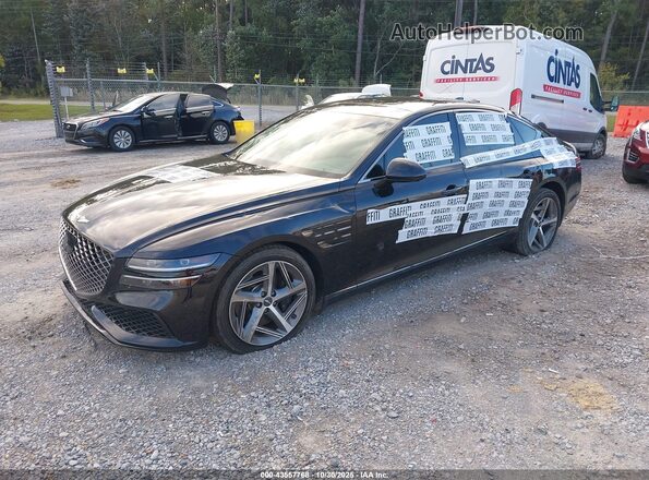 KMTGA4SC5RU225757 2024 GENESIS G80 Black Առջևի ձախ երեք քառորդ տեսարան