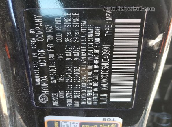 KMUMCDTC6NU040991 2022 GENESIS GV70 Black VIN կոդի պիտակի տեսք