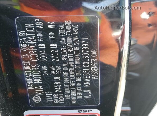 KNAE35LC3L6079971 2020 KIA STINGER Черный Вид подкапотного пространства