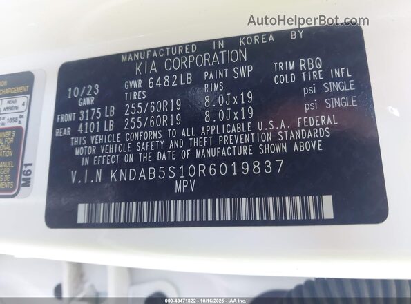 KNDAB5S10R6019837 2024 KIA EV9 White Вид підкапотного простору