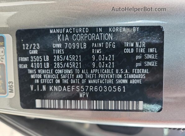 KNDAEFS57R6030561 2024 KIA EV9 Gray სალონის 360-გრადუსიანი ხედი