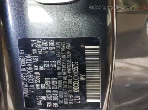 KNDC3DLC1N5055732 2022 KIA EV6 Charcoal Vista interior de 360 grados
