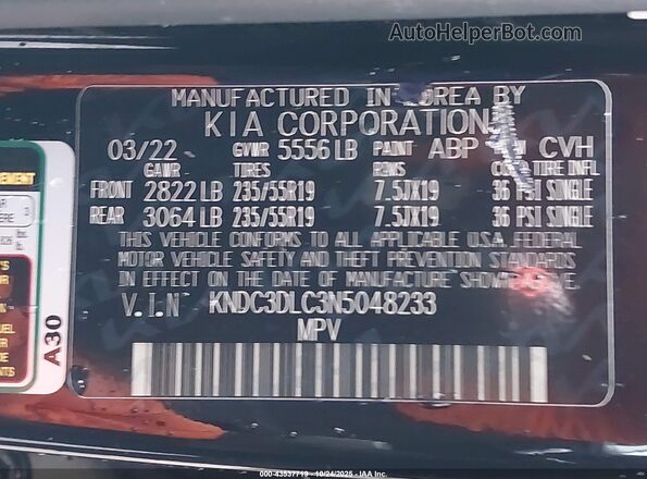 KNDC3DLC3N5048233 2022 KIA EV6 Black 