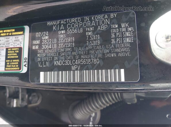 KNDC3DLC4R5618780 2024 KIA EV6 Black 