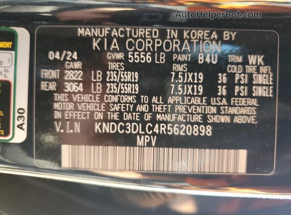 KNDC3DLC4R5620898 2024 KIA EV6 Черный Вид подкапотного пространства