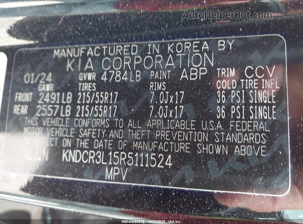 KNDCR3L15R5111524 2024 KIA NIRO EV Black 
