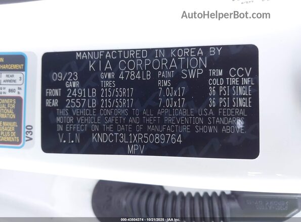 KNDCT3L1XR5089764 2024 KIA NIRO EV Белый Вид подкапотного пространства
