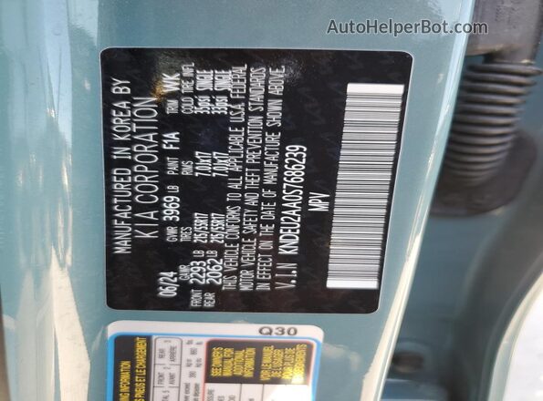 KNDEU2AA0S7686239 2025 KIA SELTOS Teal VIN կոդի պիտակի տեսք