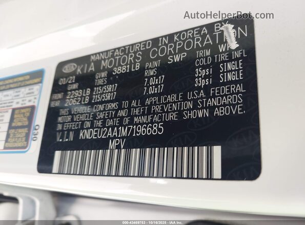 KNDEU2AA1M7196685 2021 KIA SELTOS Белый Вид подкапотного пространства