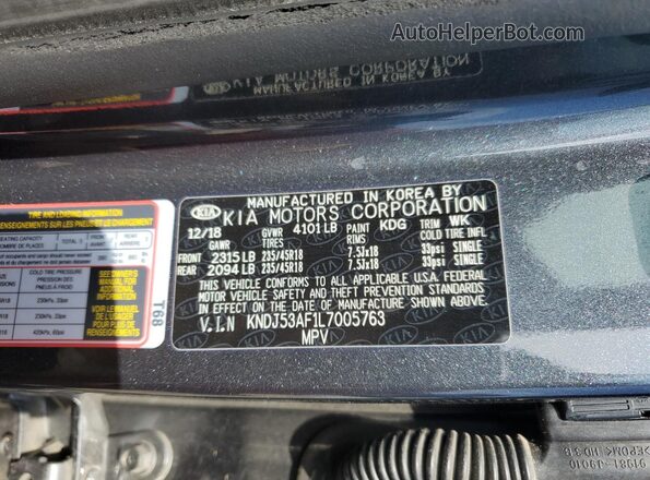 KNDJ53AF1L7005763 2020 KIA SOUL Gray Engine compartment view