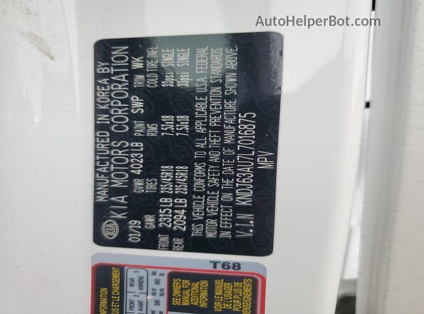 KNDJ63AU7L7016875 2020 KIA SOUL White 