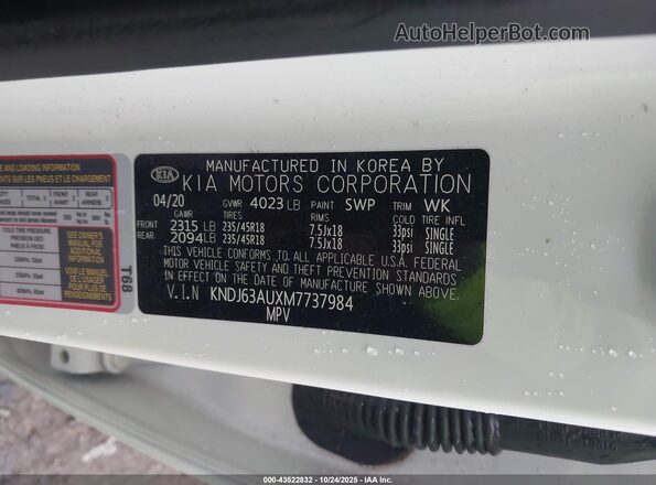 KNDJ63AUXM7737984 2021 KIA SOUL White Engine compartment view
