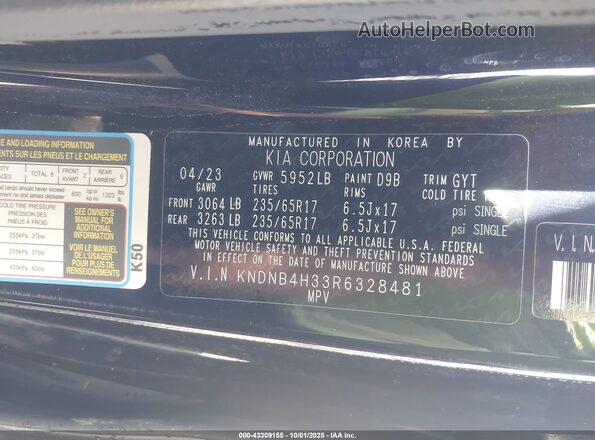 KNDNB4H33R6328481 2024 KIA CARNIVAL MPV Синий Вид подкапотного пространства