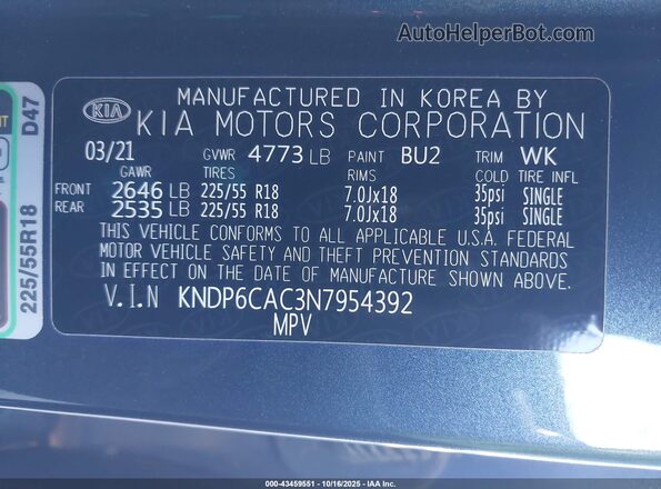 KNDP6CAC3N7954392 2022 KIA SPORTAGE Blue Widok komory silnika