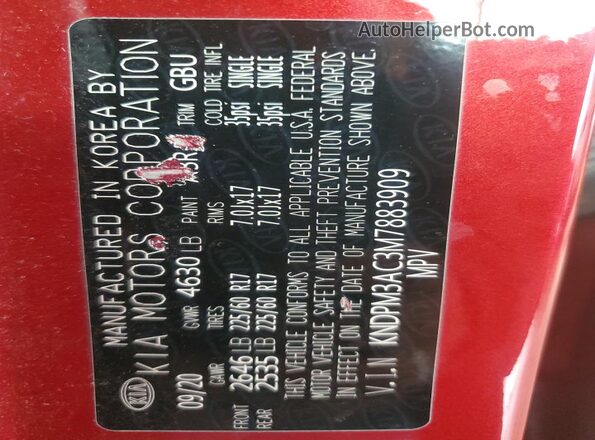 KNDPM3AC3M7883909 2021 KIA SPORTAGE Red 