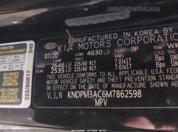 KNDPM3AC6M7862598 2021 KIA SPORTAGE Black Vista del compartimento del motor