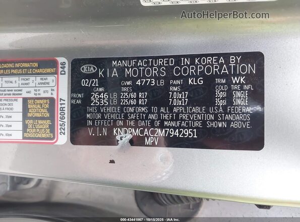 KNDPMCAC2M7942951 2021 KIA SPORTAGE Gray Engine compartment view