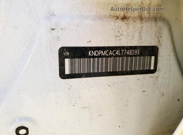 KNDPMCAC4L7748193 2020 KIA SPORTAGE White VIN կոդի պիտակի տեսք