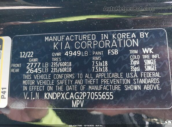 KNDPXCAG2P7055655 2023 KIA SPORTAGE HYBRID Black Widok komory silnika