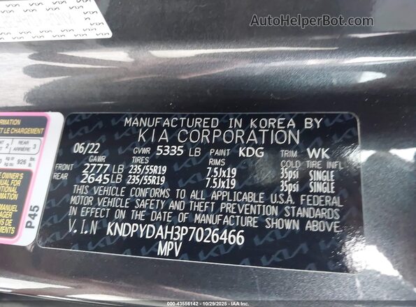 KNDPYDAH3P7026466 2023 KIA SPORTAGE PLUG-IN HYBRID Gray Vista del compartimento del motor
