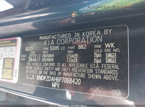 KNDPZDAH6P7068420 2023 KIA SPORTAGE PLUG-IN HYBRID Blue Vista del compartimento del motor