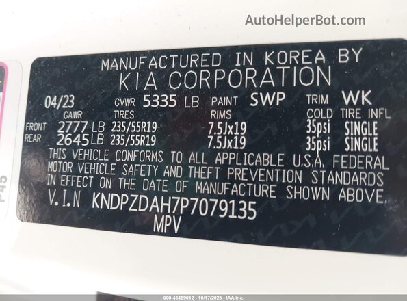 KNDPZDAH7P7079135 2023 KIA SPORTAGE PLUG-IN HYBRID White Շարժիչի բաժամունքի տեսք