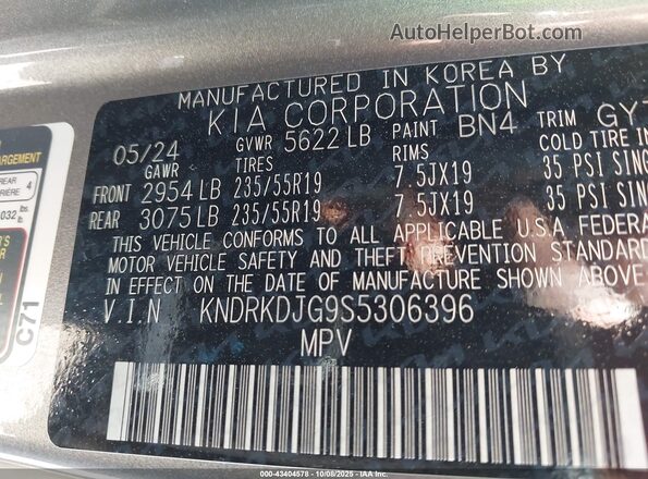 KNDRKDJG9S5306396 2025 KIA SORENTO HYBRID Gray 
