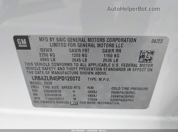 LRBAZLR45PD120072 2023 BUICK ENVISION White ძრავის განყოფილების ხედი