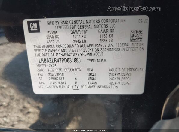 LRBAZLR47PD031880 2023 BUICK ENVISION Black Շարժիչի բաժամունքի տեսք