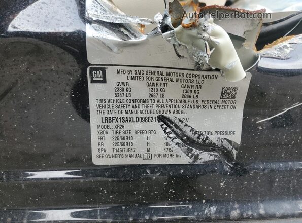 LRBFX1SAXLD098631 2020 BUICK ENVISION Charcoal Vista del compartimento del motor