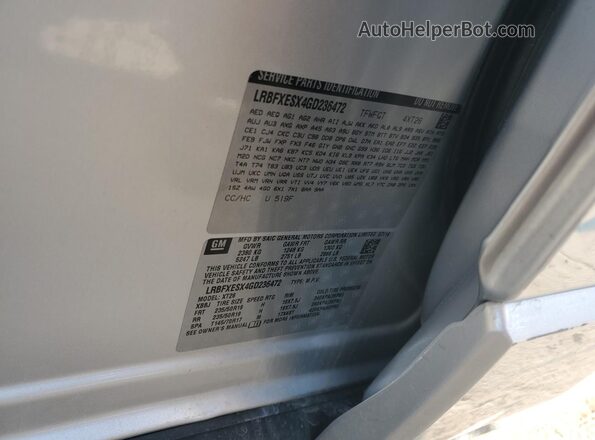 LRBFXESX4GD236472 2016 BUICK ENVISION Gray VIN կոդի պիտակի տեսք