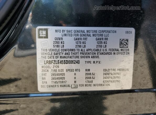 LRBFZLE45SD006240 2025 BUICK ENVISION Black VIN კოდის სტიკერის ხედი