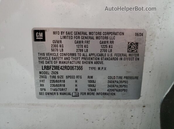 LRBFZME42RD067366 2024 BUICK ENVISION White 