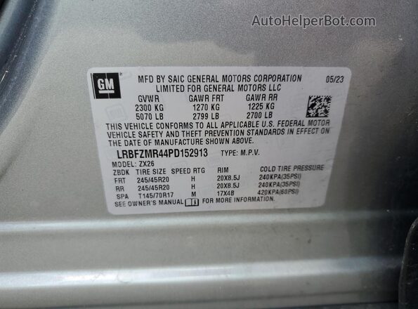 LRBFZMR44PD152913 2023 BUICK ENVISION Серебряный Вид наклейки с VIN-кодом