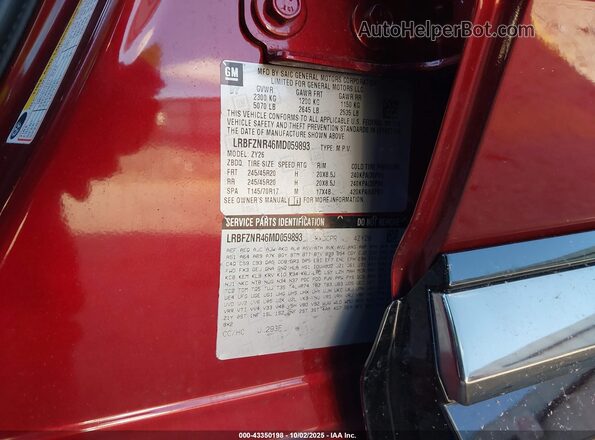 LRBFZNR46MD059893 2021 BUICK ENVISION Red Engine compartment view