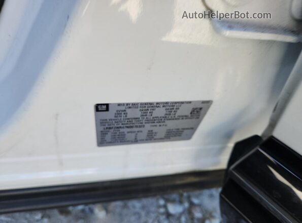LRBFZNR47ND070323 2022 BUICK ENVISION White VIN կոդի պիտակի տեսք