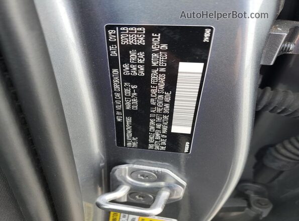 LVY102AK7KP111065 2019 VOLVO S90 Gray VIN კოდის სტიკერის ხედი