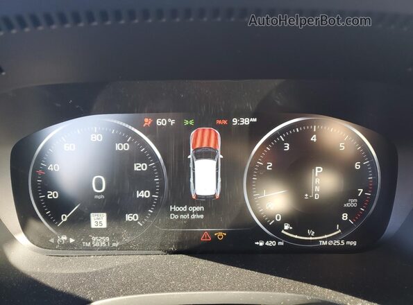 LYV102RL6KB298590 2019 VOLVO XC60 White Widok zestawu wskaźników