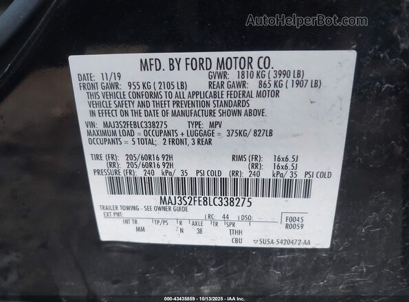 MAJ3S2FE8LC338275 2020 FORD ECOSPORT Black Շարժիչի բաժամունքի տեսք