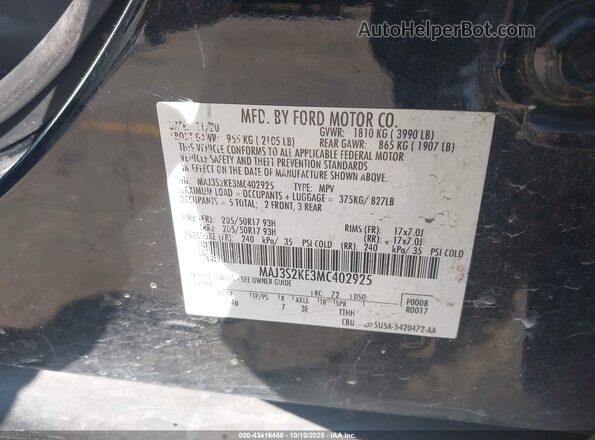 MAJ3S2KE3MC402925 2021 FORD ECOSPORT Black ძრავის განყოფილების ხედი
