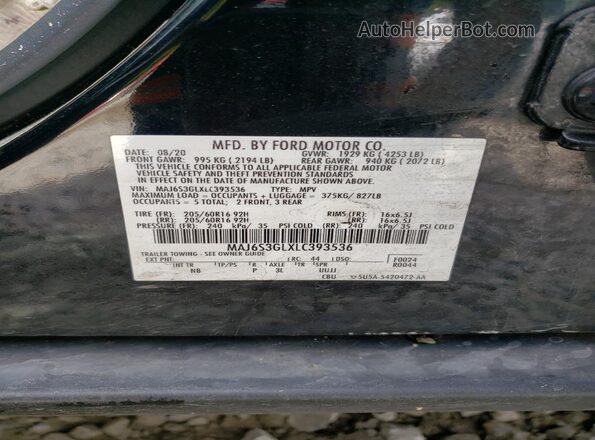 MAJ6S3GLXLC393536 2020 FORD ECOSPORT Черный Вид подкапотного пространства