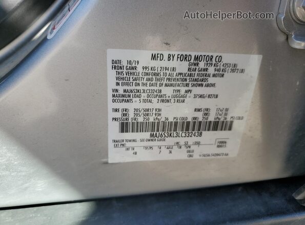 MAJ6S3KL3LC332438 2020 FORD ECOSPORT Silver Շարժիչի բաժամունքի տեսք