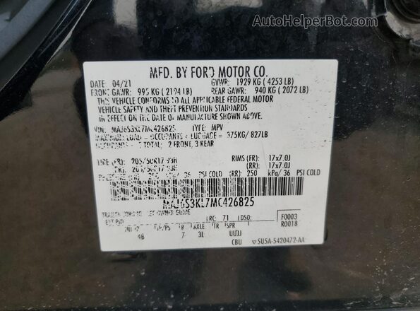 MAJ6S3KL7MC426825 2021 FORD ECOSPORT Black Вид підкапотного простору