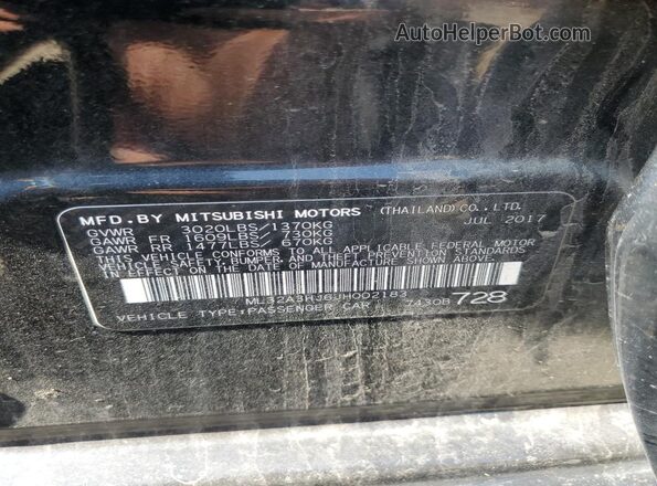 ML32A3HJ6JH002183 2018 MITSUBISHI MIRAGE Черный 