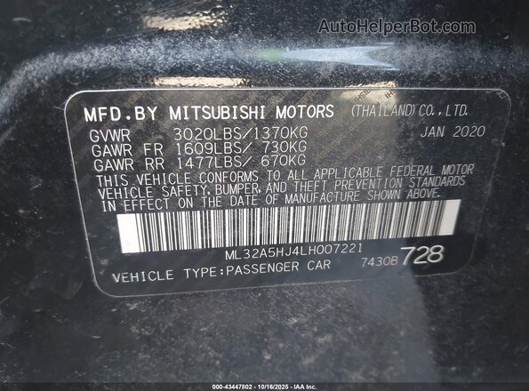 ML32A5HJ4LH007221 2020 MITSUBISHI MIRAGE Черный Вид подкапотного пространства