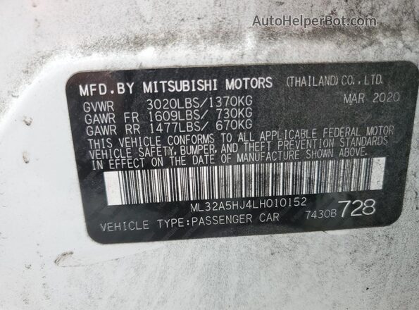 ML32A5HJ4LH010152 2020 MITSUBISHI MIRAGE White Engine compartment view
