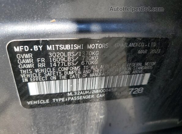 ML32AUHJ2MH008458 2021 MITSUBISHI MIRAGE Gray Vista del compartimento del motor